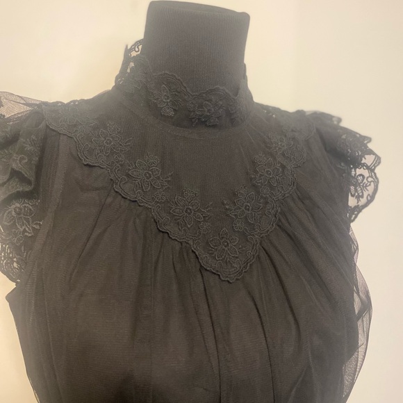 ALLSAINTS
Lace-Trim Azura black Dress classic old money gossip girl 4 - Picture 9 of 16